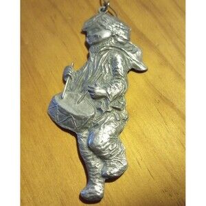 1974 International Pewter Little Drummer Boy Christmas Ornament Pendant Decor